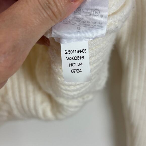 Banana Republic Cream Winter White Cable Knit Sweater Mock Neck preppy fisherman - Picture 11 of 11
